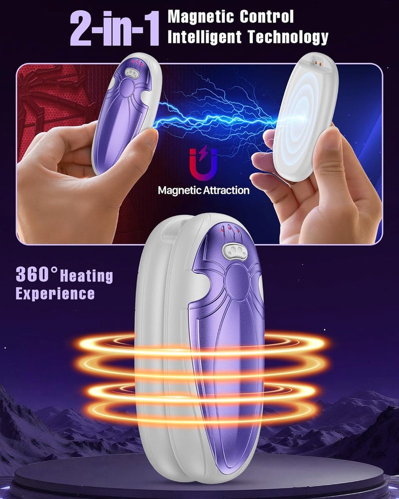 Tenvolti Hand Warmers Rechargerable 2 Pack - 14000mAh Electric AI Handwarmers with Charging Case, Magnetic 2 in 1 Pocket Heater, Gifts for Women/Men/Golf/Hunting/Travel/Camping Accessories - Image 4